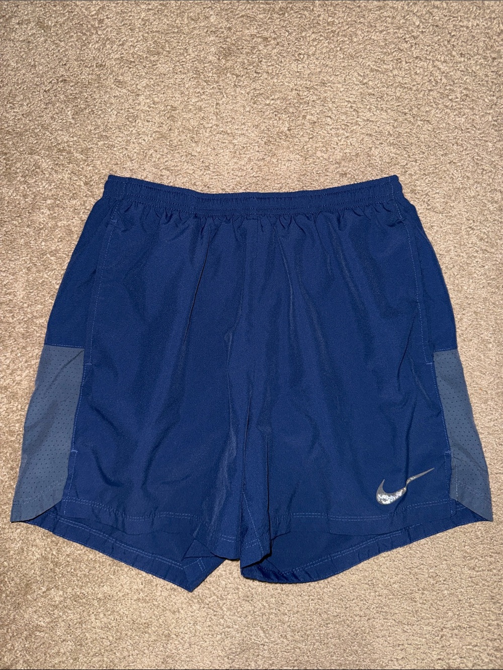 Nike Men’s Deep Blue Athletic Shorts with Gray Panels